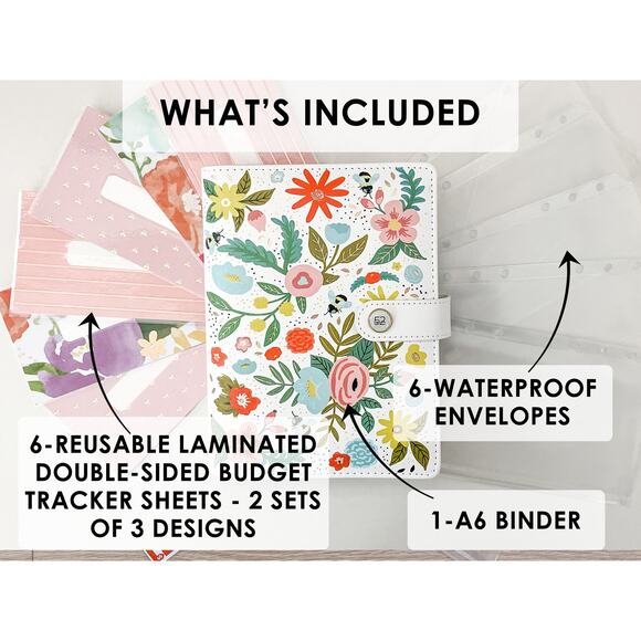 A6 Budget Binder, Cash Envelopes, Reusable Tracker Sheets, Money Binder - Picture 3 of 10